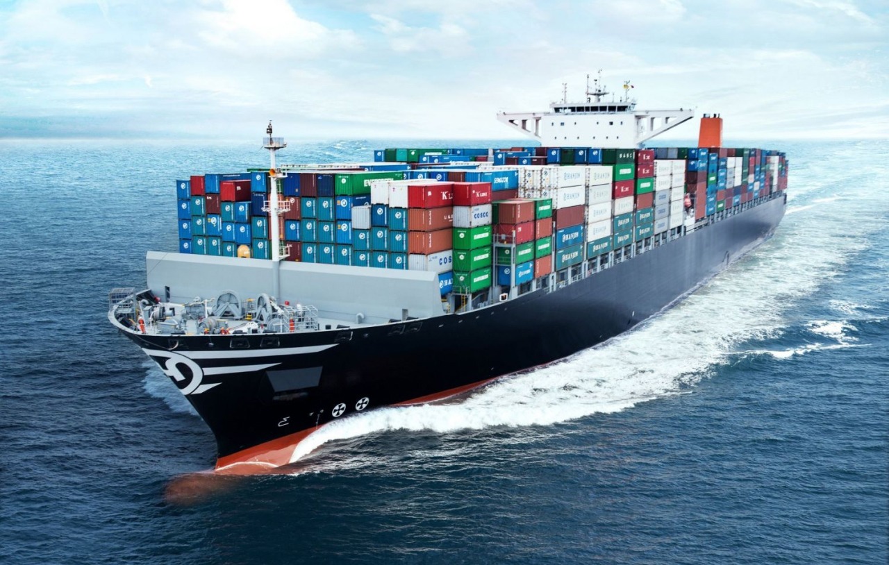 Container ship at sea